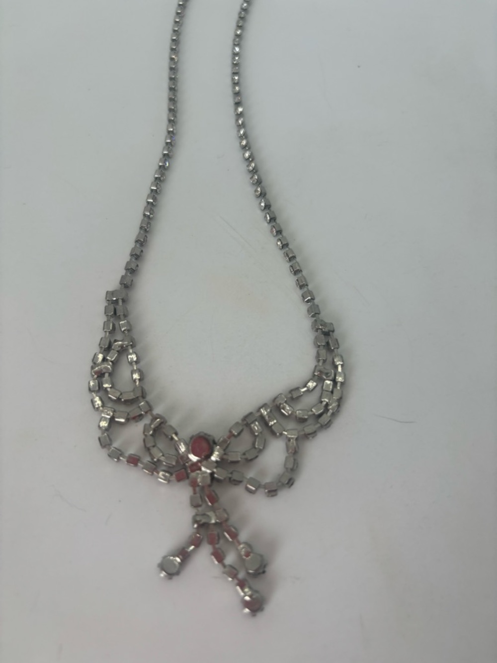 Vintage Silver Crystal Drop Necklace - Picture 5 of 8